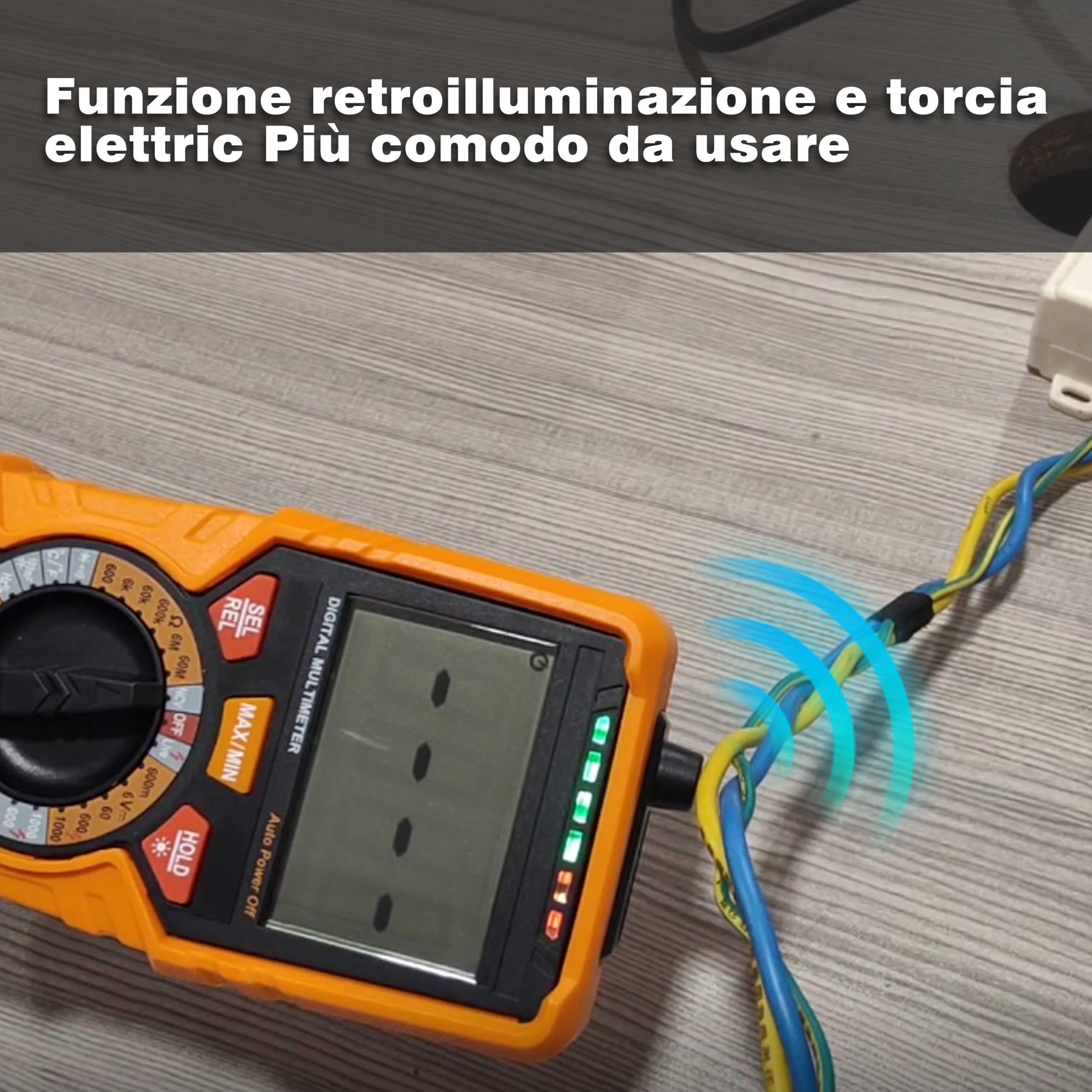 Multimetro digitale con 6000 conteggi, Amperemetro Ohmmetro Voltmetro TRMS, Misura la resistenza alla corrente di tensione Diodo Continuità Temperatura Frequenza NCV con display LCD e torcia elettrica