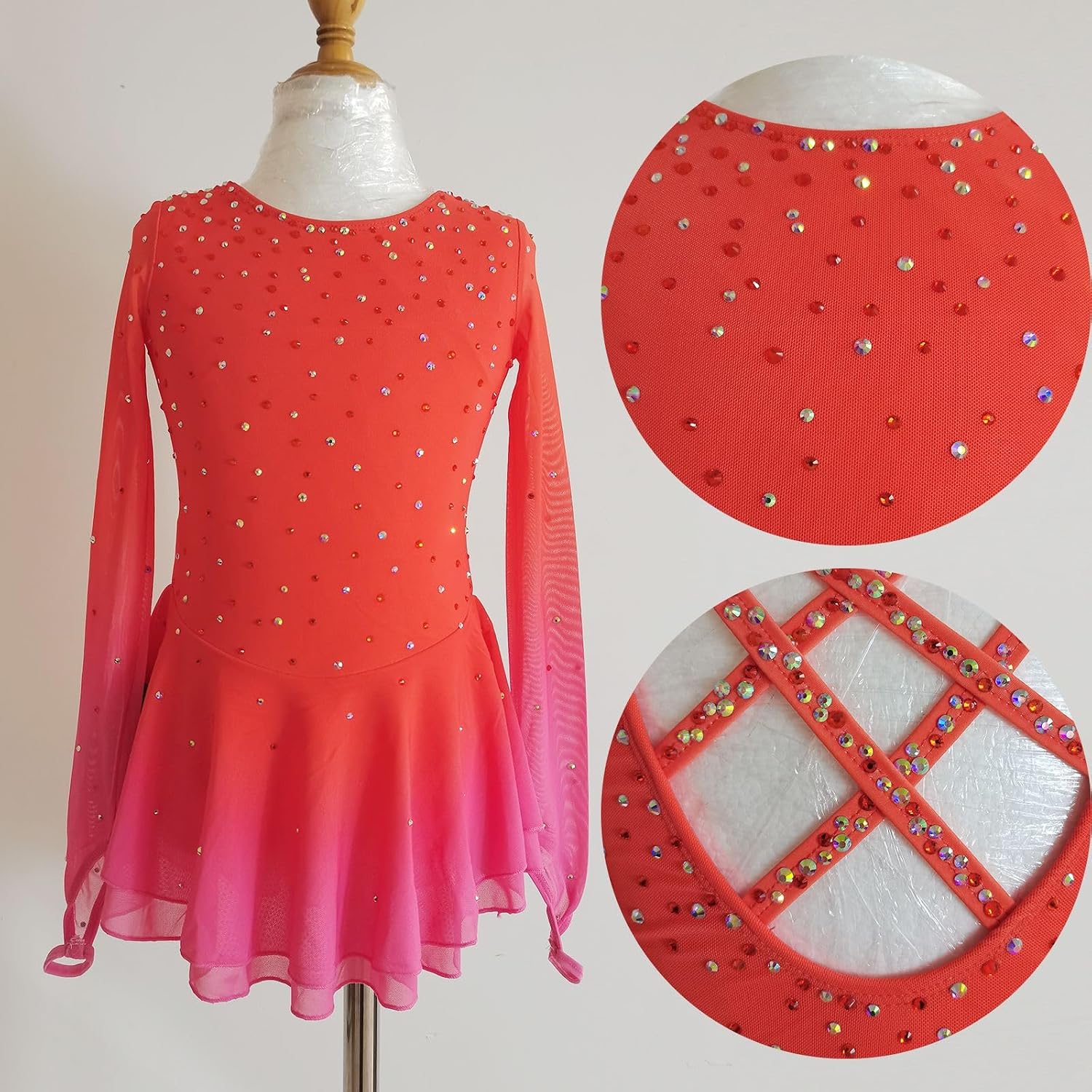LIUHUO Girls Women Ice Figure Skating Competition Dress Gradient