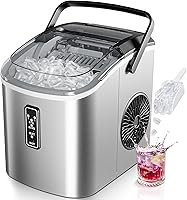 EUHOMY Portable Countertop Ice Maker: 26.5lbs/24H, 9 Cubes in 6 Mins, Self-Cleaning, 2 Bullet Sizes, Carry Handle