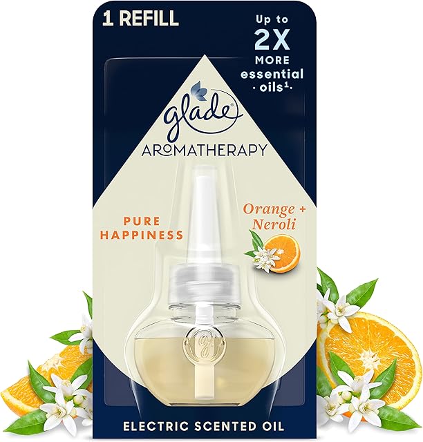 Glade Aromatherapy Electric Scented Oil Refill For Plug In Air Freshener for Home, Pure Happiness with Orange & Neroli Scent, 20 ml