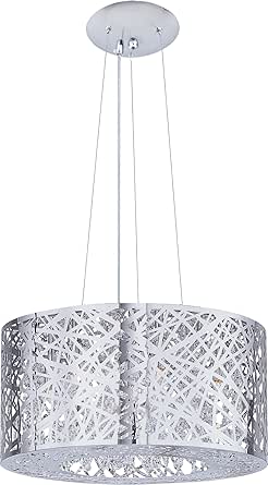 ET2 E21309-10PC, Inca Drum Pendant, 7 Light, 280 Total Watts Xenon, Chrome