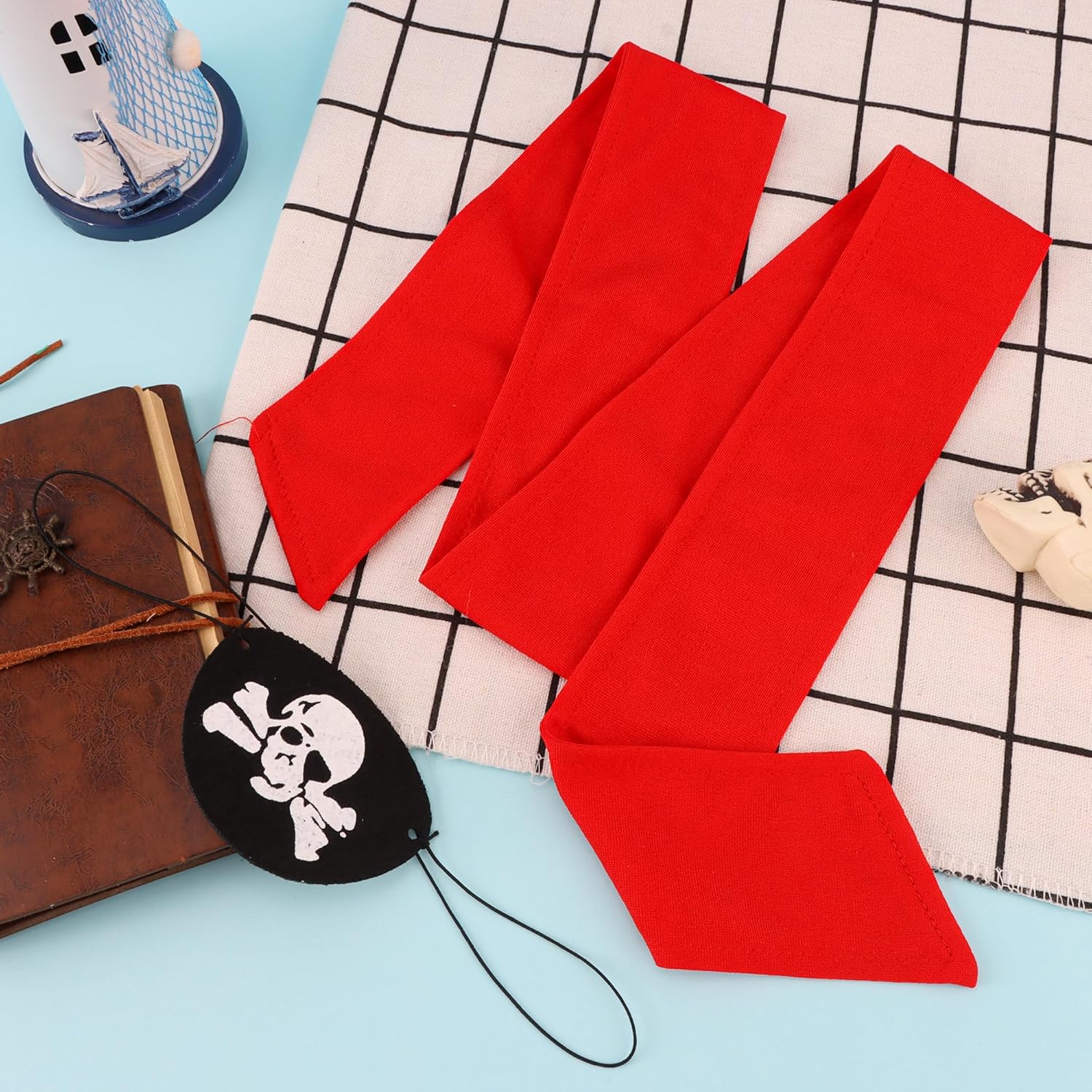 Chanaco 12Pcs Pirate Accessories Costume Women Pirate Bandana Supplies for Men Eye Patches and Headband Outfit Party Favors for Cosplayer - Image 7