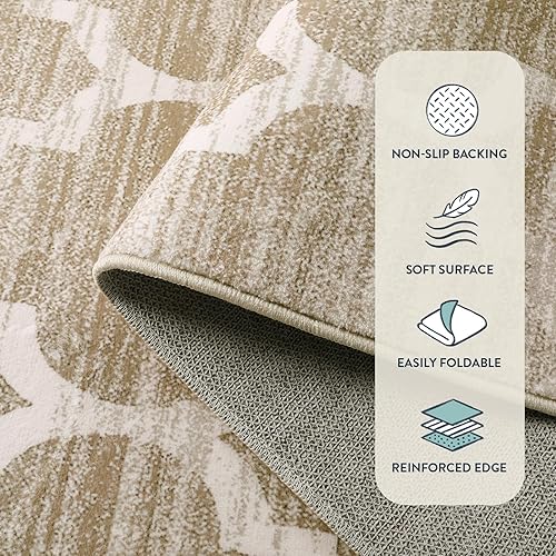 Miniatura 6 de Lahome - Alfombra marroquí, lavable, 2 x 6 pies, con reverso de goma, decorativa, suave, antideslizante, de color gris pardo, envejecida y moderna,