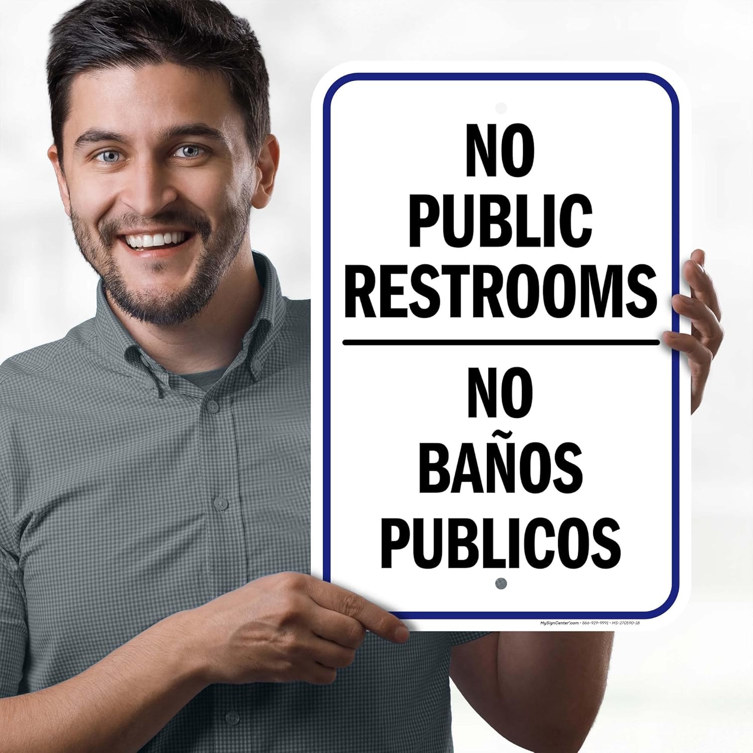 No Public Restrooms Bilingual Sign, 12x18 Inches, Rust Free .063 Aluminum, Fade Resistant, Made in USA by My Sign Center