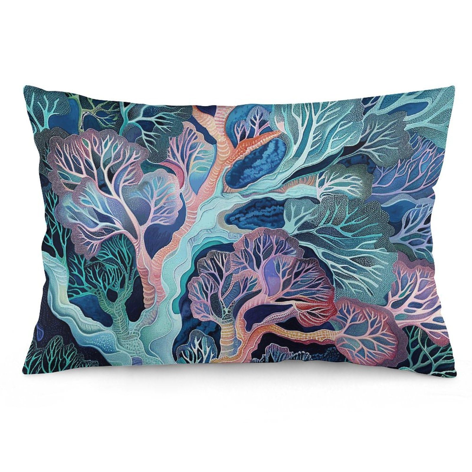 NTVOWPZO 2 Pack Decoration Throw Pillow Covers 16 "x24 Pillowcases Covers Fan Coral Image Pillowcases Modern Farmhouse Home Decor Sofa Cushions Covers for Couch Bed Living Room