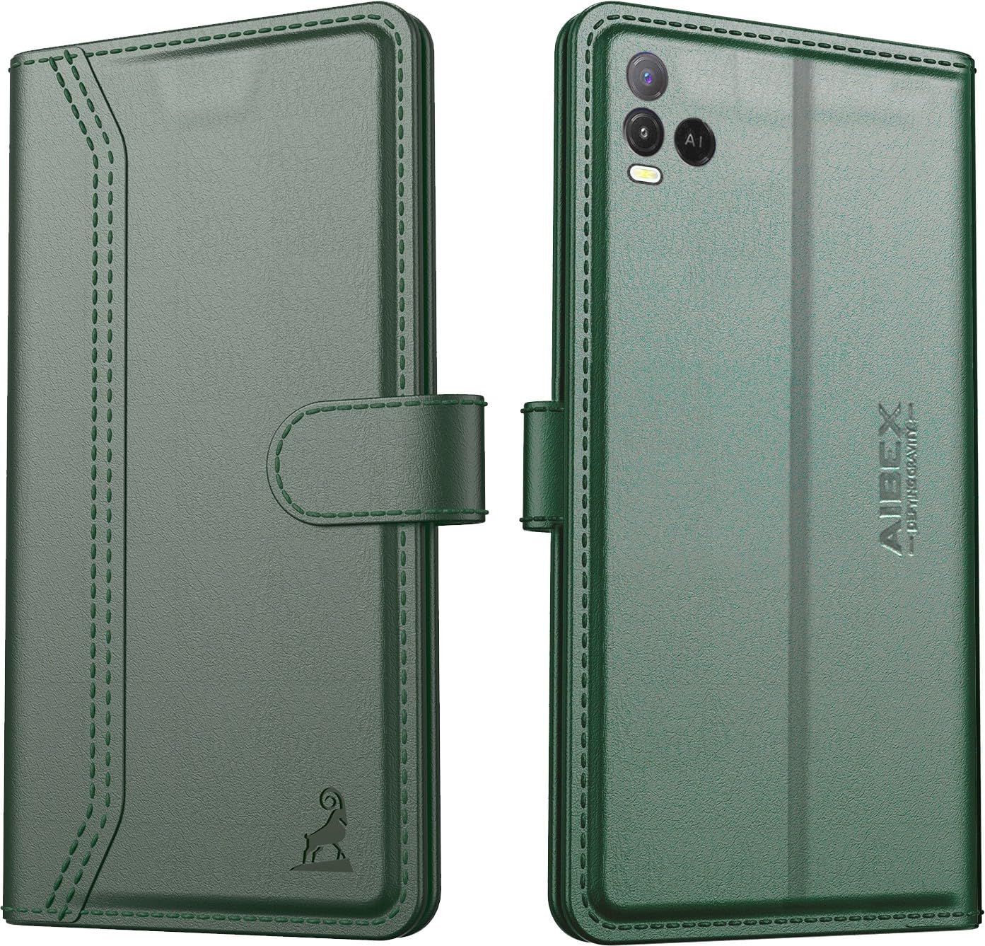 AIBEX ® Vivo Y33S / Vivo Y21s / Vivo Y21 (2021) / Vivo Y21e Flip Cover Leather Finish | Inside TPU with Card Pockets | Wallet Stand | Complete Protection Flip Case Green (B09FXYKJ2B) Amazon Price History, Amazon Price Tracker