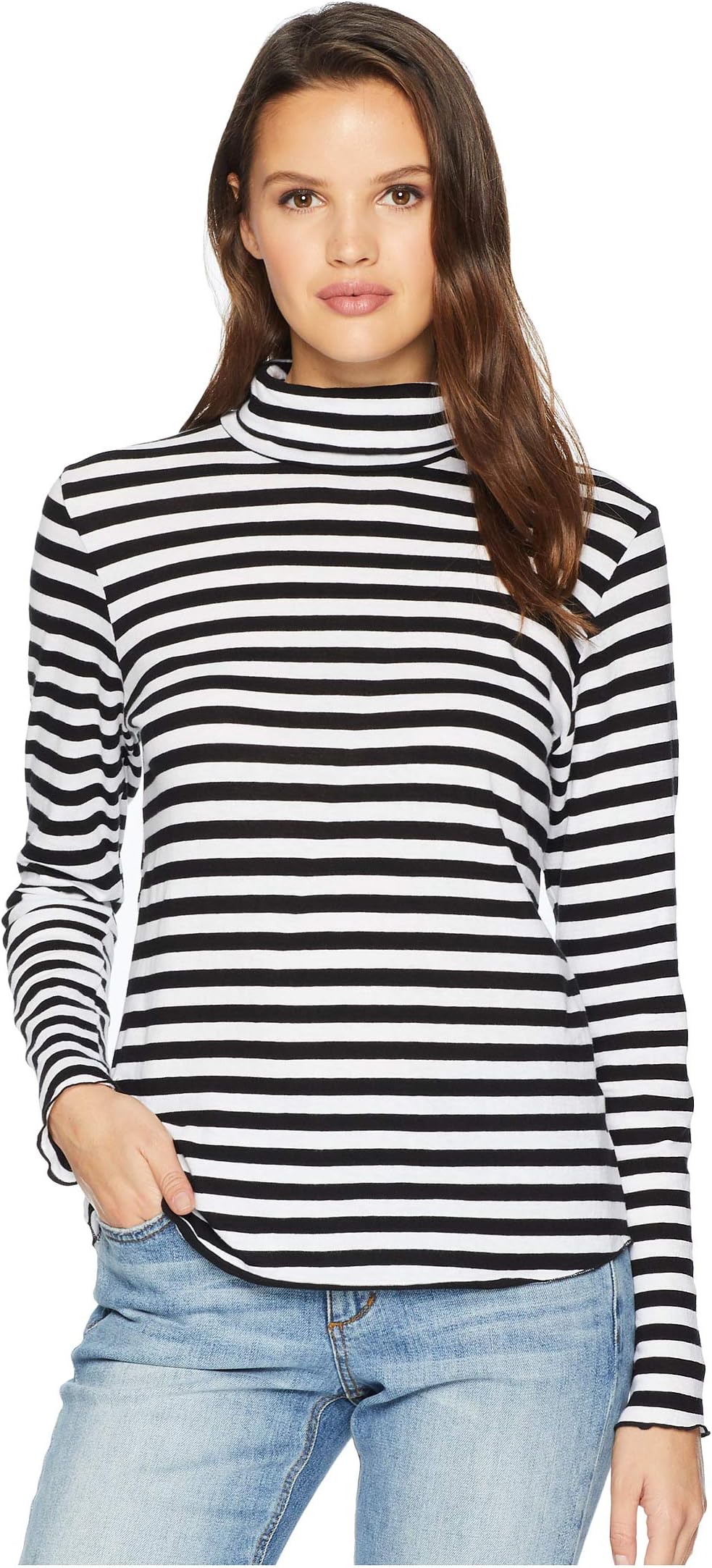 Stripe Long Sleeve Turtleneck