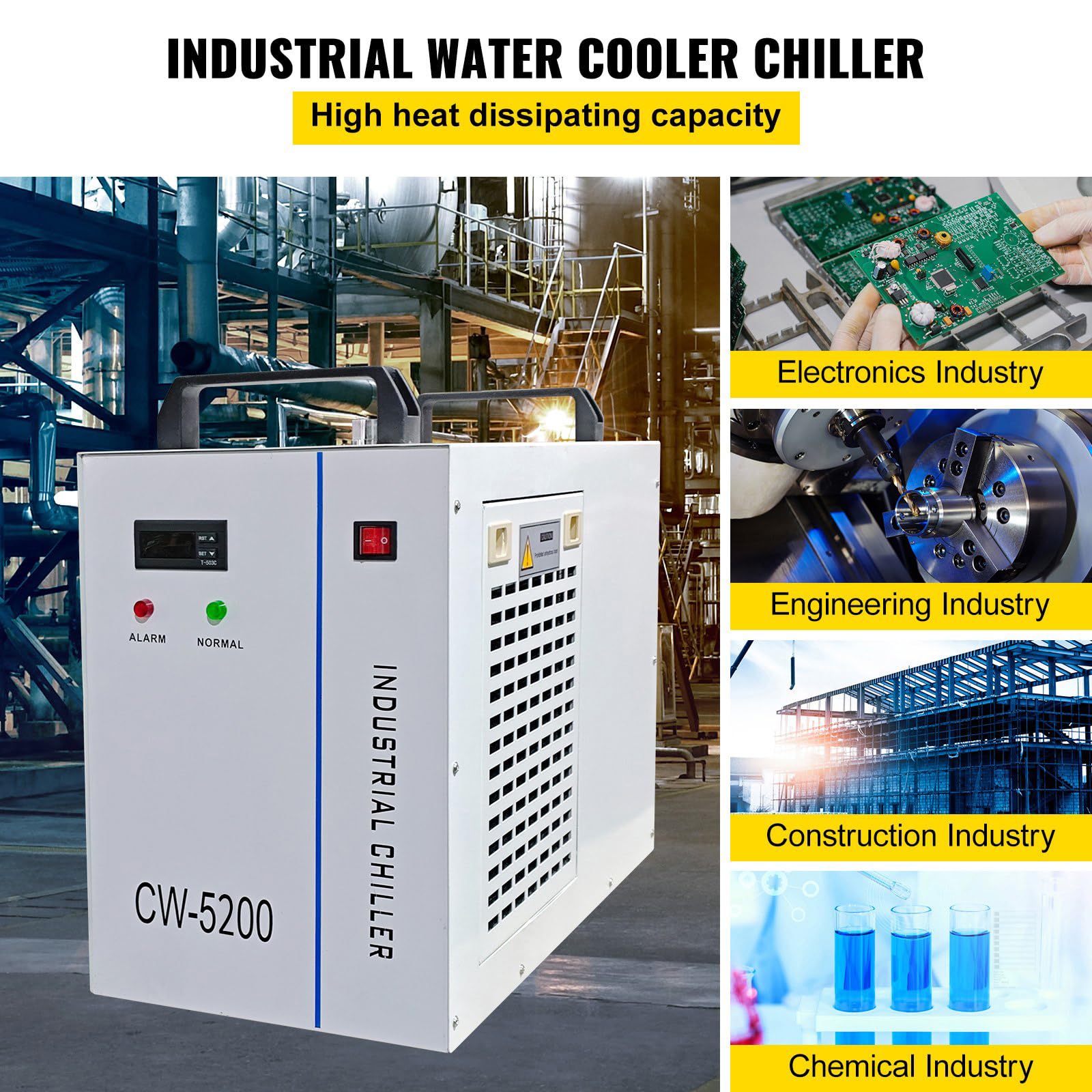 Enfriador de agua Industrial Refrigeración CW-5200,Enfriador De Tubo Láser Co2 Enfriador Industrial Termostato Precido para Máquinas De Grabado CNC/Grabador Láser 80w/130w (CW-5200DG)