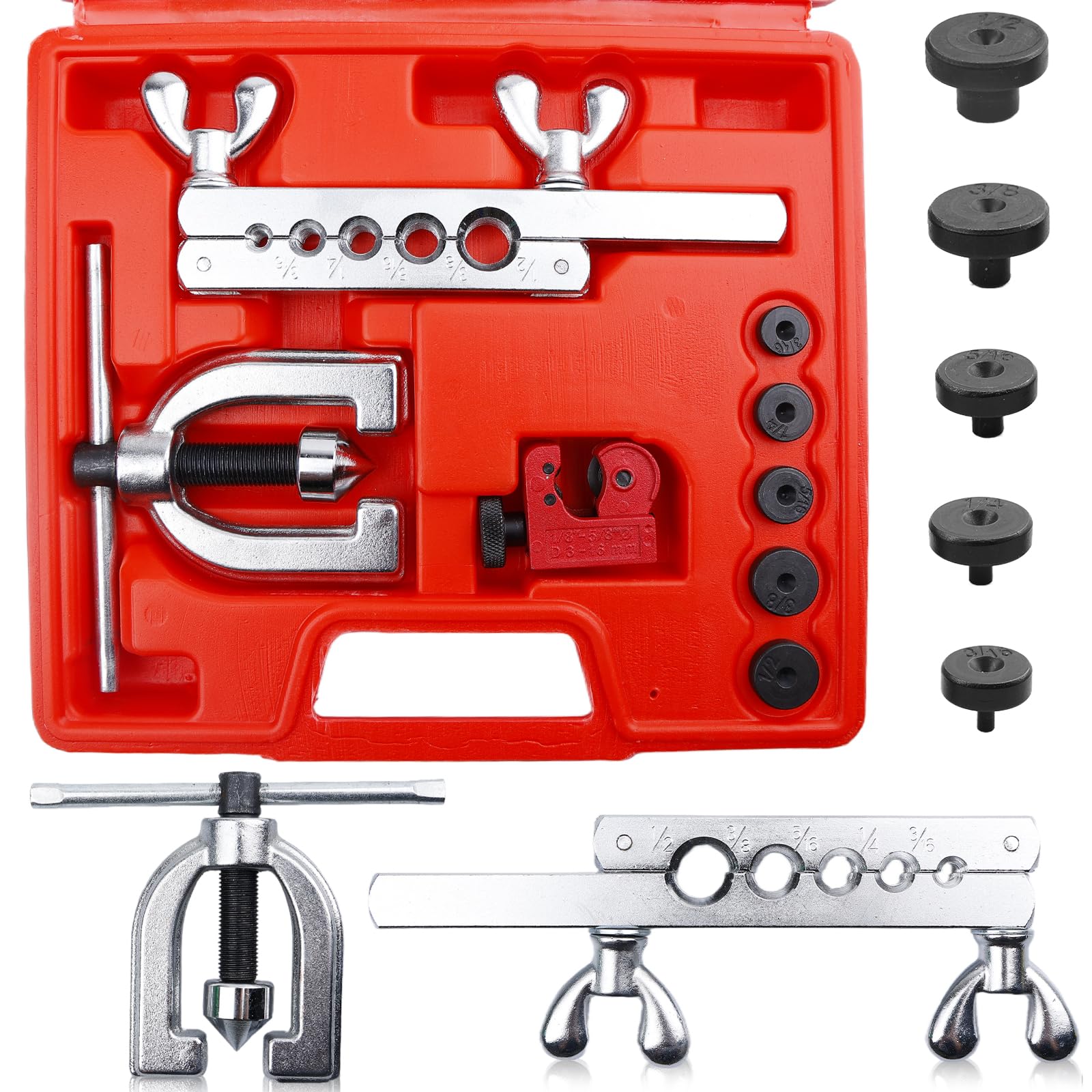 Set utensili bordatura tubi freni espansione tagliatore tubi 3/16" 1/4" 5/16" 3/8" 1/2" doppi singoli