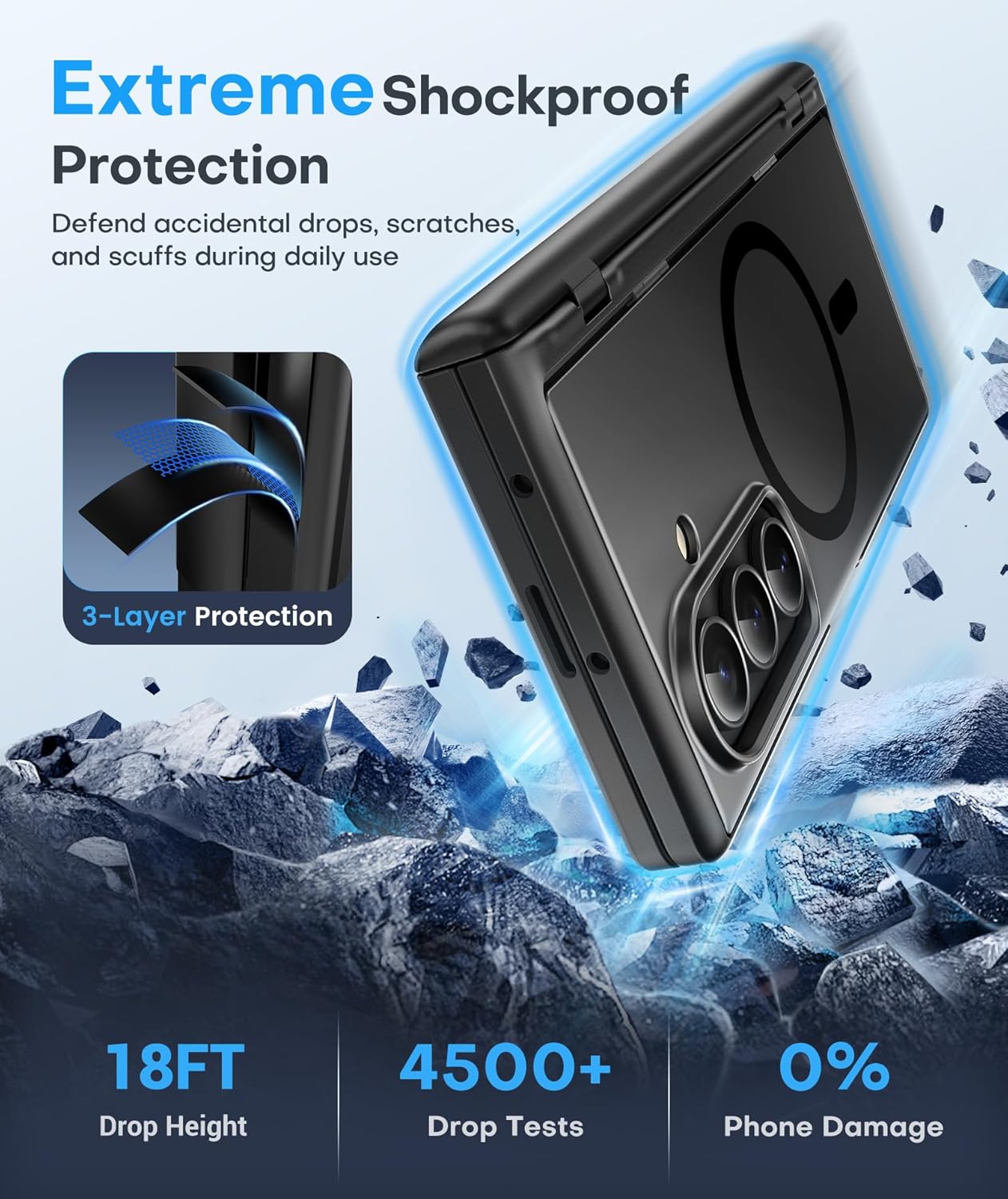 BERFY for Samsung Galaxy Z Fold 7 Case with Privacy Screen Protector, [Compatible with MagSafe][Anti Spy] Built-in Hidden Kickstand, Full-Body Shockproof Slim Phone Case for Z Fold 7, Black - Image 6