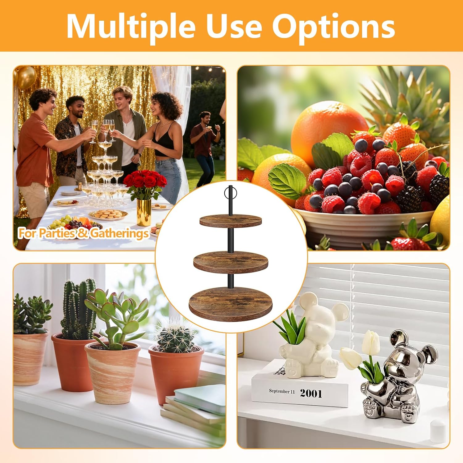 3 Tier Cupcake Stand,Cupcake Stand Dessert Table Display Set,Wood Cupcake Tower Cake Stand Tiered Tray Stand for Wedding Birthday Baby Shower Party