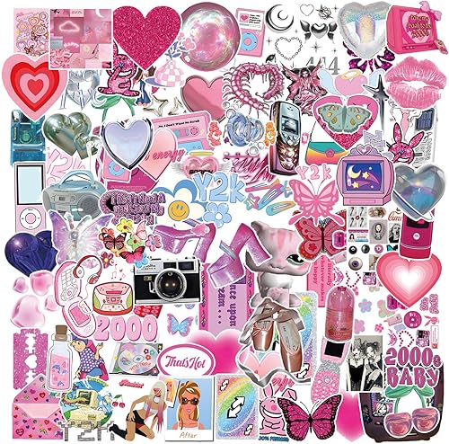 120 calcomanías de vinilo impermeables de dibujos animados Y2k de los años 2000 para niños, niñas, adolescentes, adultos, para botellas de agua,