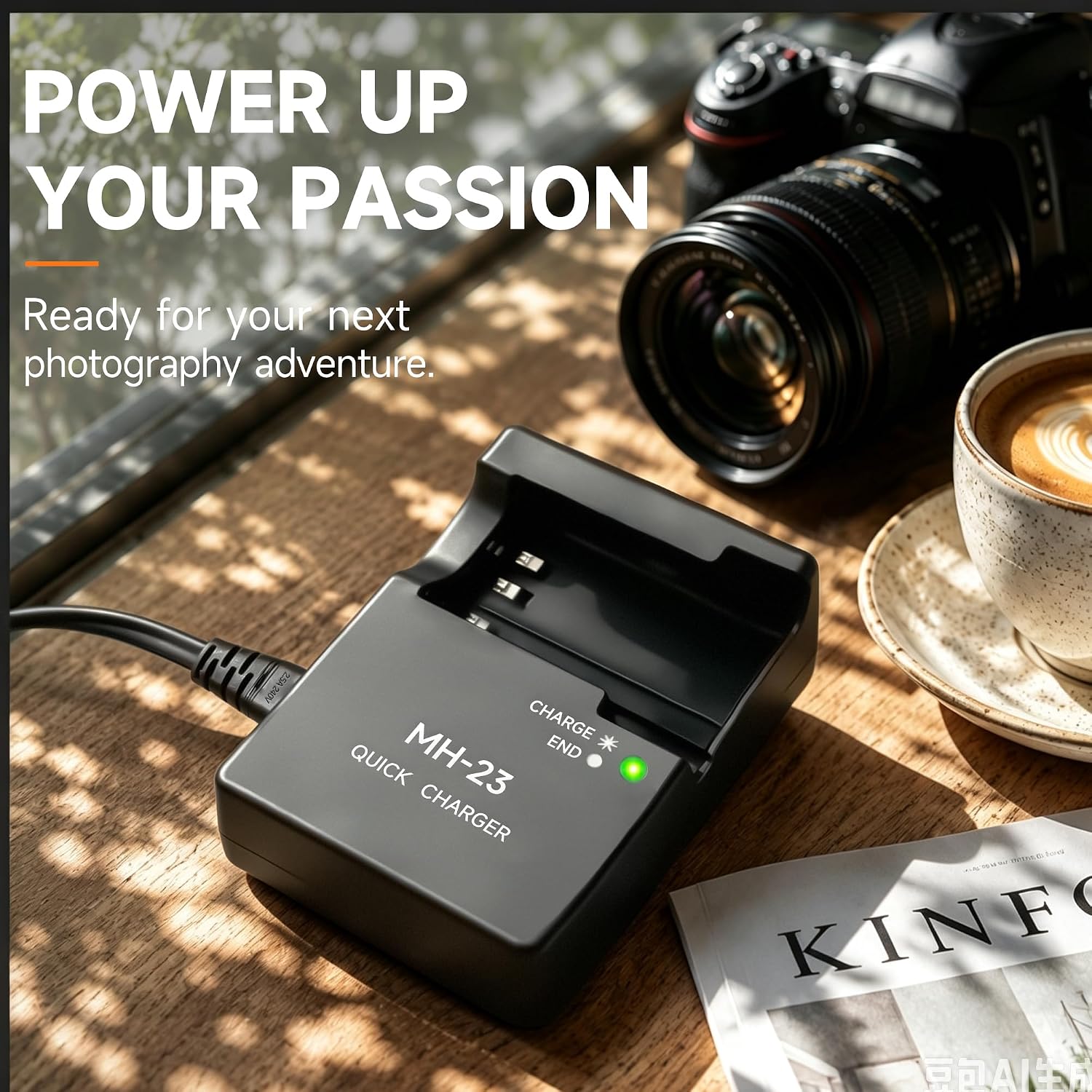 MH-23a Charger Compatible with Nikon D3000, D5000, D60, D40, D40X Digital SLR Cameras, EN-EL9 EN-EL9a Quick Charging Base with US AC Power Cord, Replacement MH-23 Charger image 2
