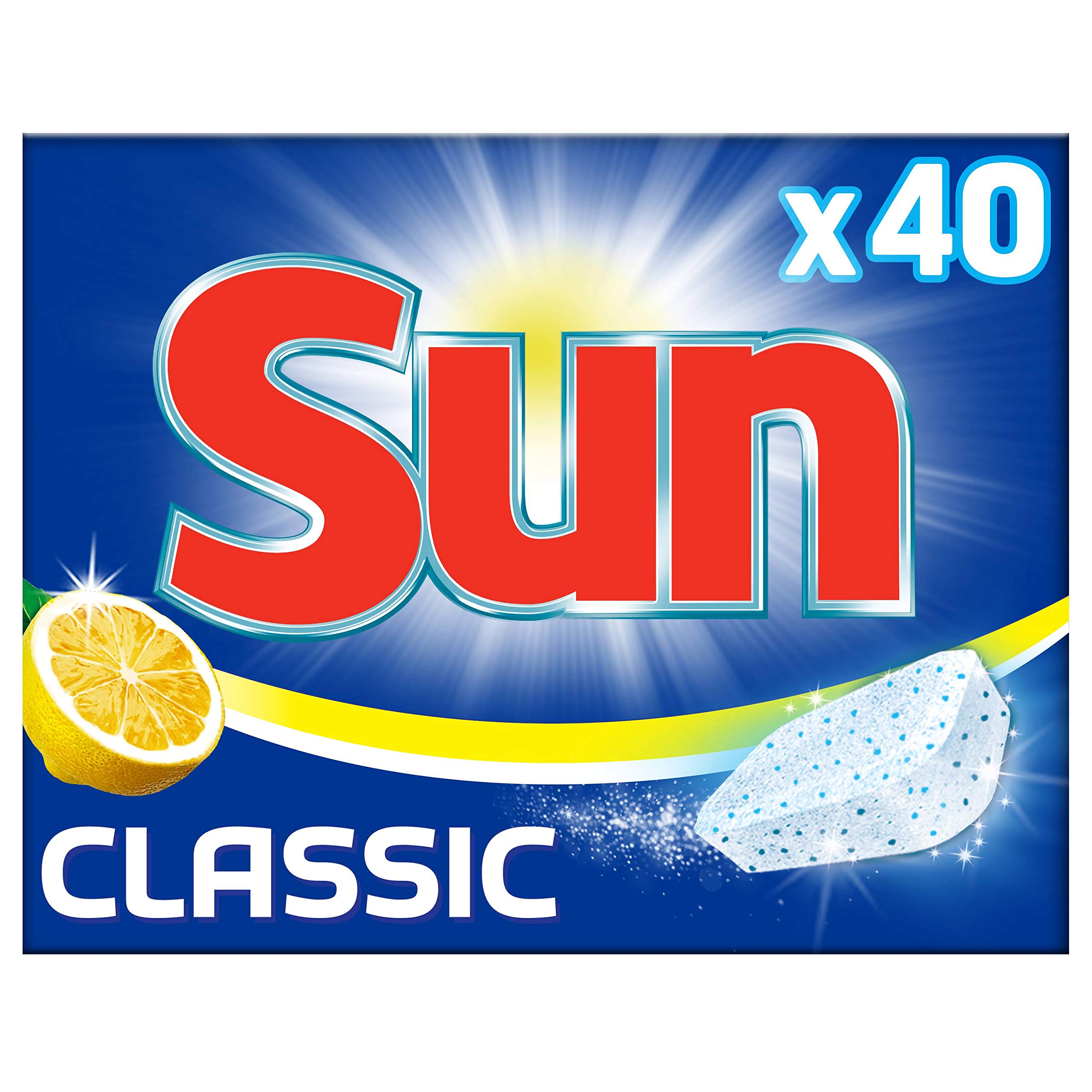 Sun Klasyczne tabletki cytrynowe do zmywarki - 2 pudełka po 40 sztuk