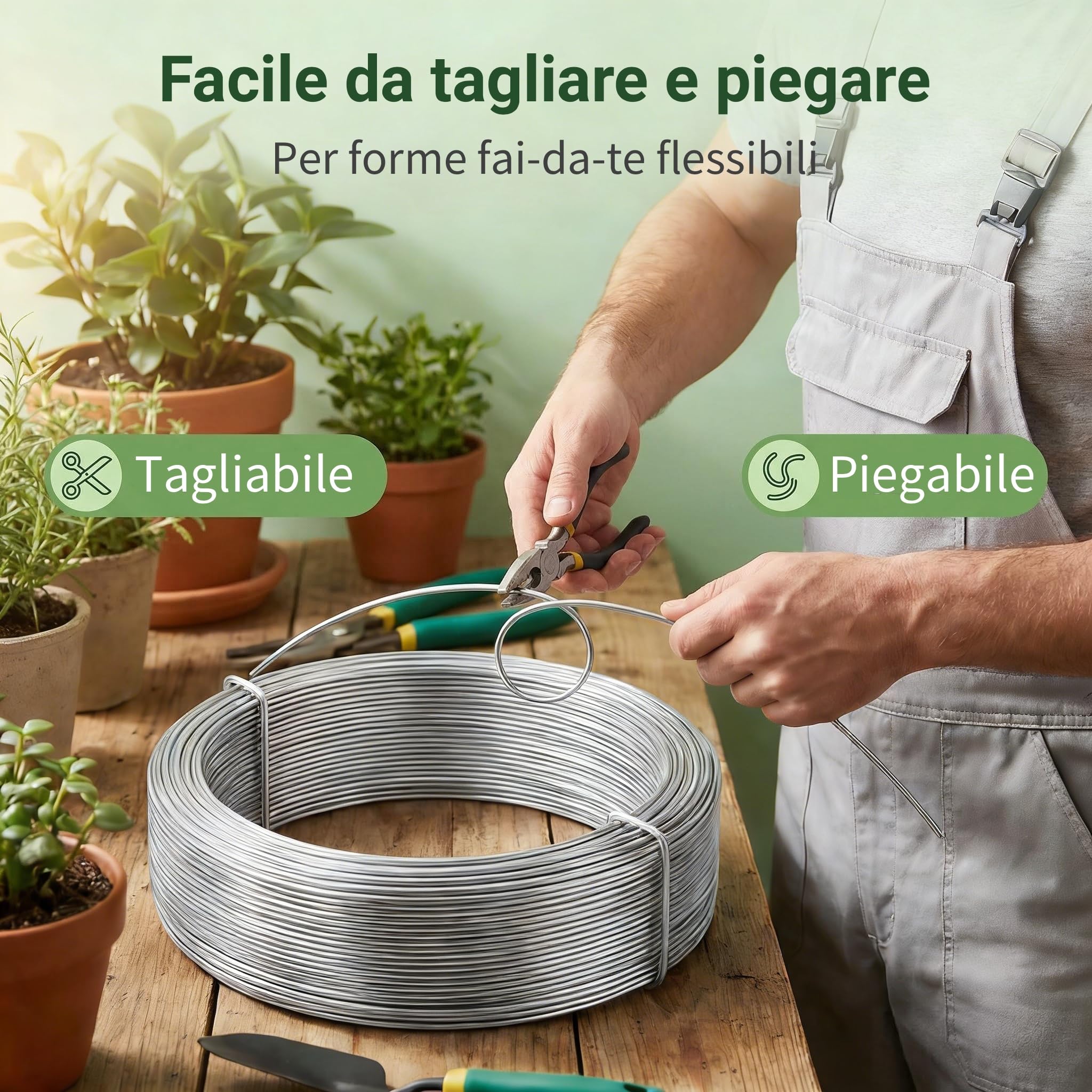 Amagabeli Garden Home Filo di ferro da giardino zincato, 2,2 mm, peso 5 kg, filo di tensione rotolo di filo di ferro metallico rivestito per recinzione WR2 DA098