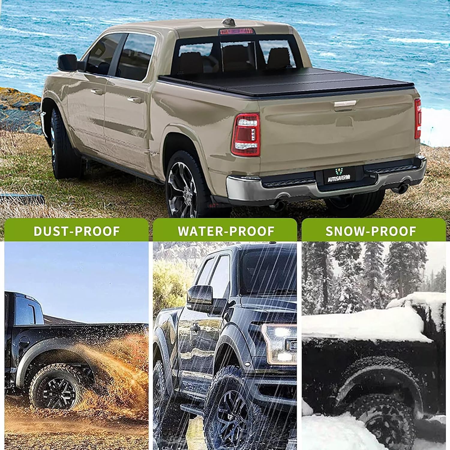 PENSUN Hard Tri-Fold Tonneau Cover Fit for 2019-2025 Ford Ranger Truck Bed Cover 5FT