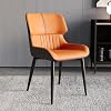 Modern Leather Dining Chairs with High Backrest Metal Legs Stylish And Comfortable Seating Option for Kitchen Dining Room Reception Area Restaurants And Lounges,Orange