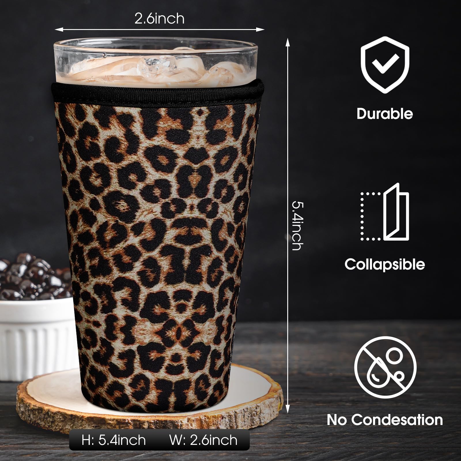 20 Pcs Reusable Iced Coffee Sleeve Neoprene Insulator Cup Sleeve for Cold Beverages Cups Neoprene Holder for Cold and Hot Drinks Fits Coffee Cups (22-24oz, Medium)