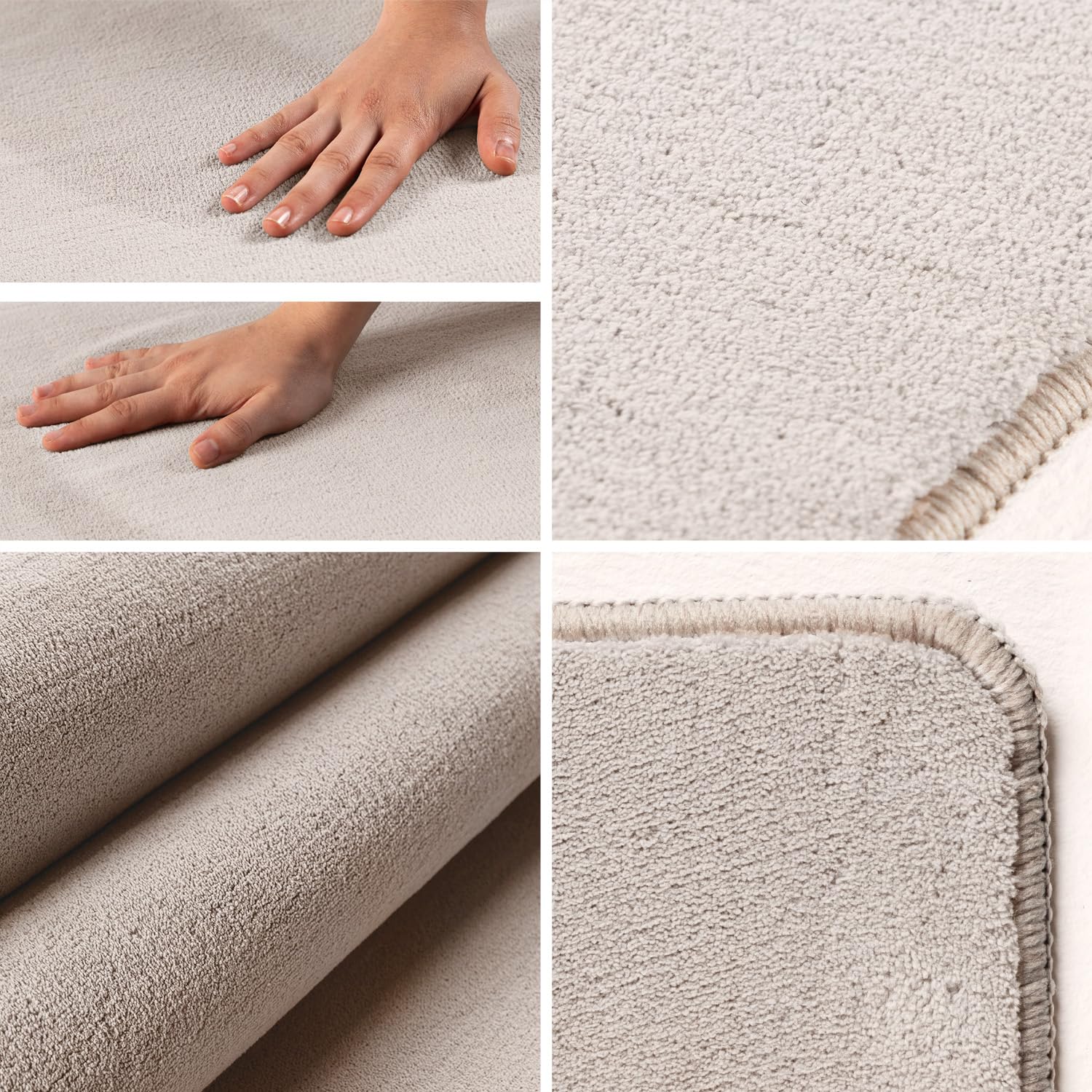Teppium Tappeto per Soggiorno 200x300 (200x290 cm) Crema Lavabile, Pelo Corto, Moderno Design Monocromatico - Tappeto Lavabile Antiscivolo Extra Morbido e Fluffy per Cucina, Camera da Letto