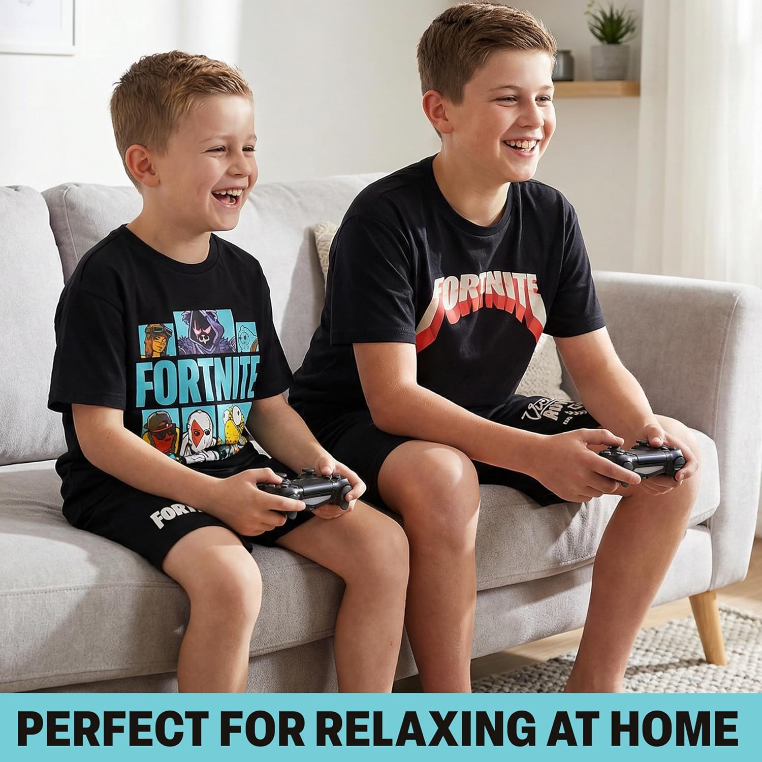 Get Trend Fortnite Boys Pajamas Set, 2 or 4 Piece Short Sleeve Top & Shorts, Cotton Summer PJs, Kids Sleepwear, Gamer Gifts