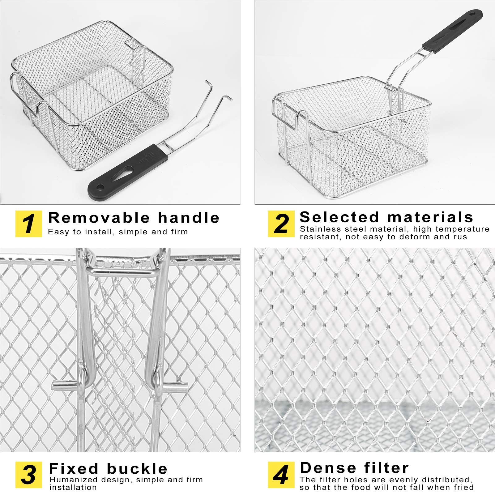 Cestello Friggitrice 16L In Acciaio Inox - Ricambio Royal Catering Con Manico Sicuro - Foto 8