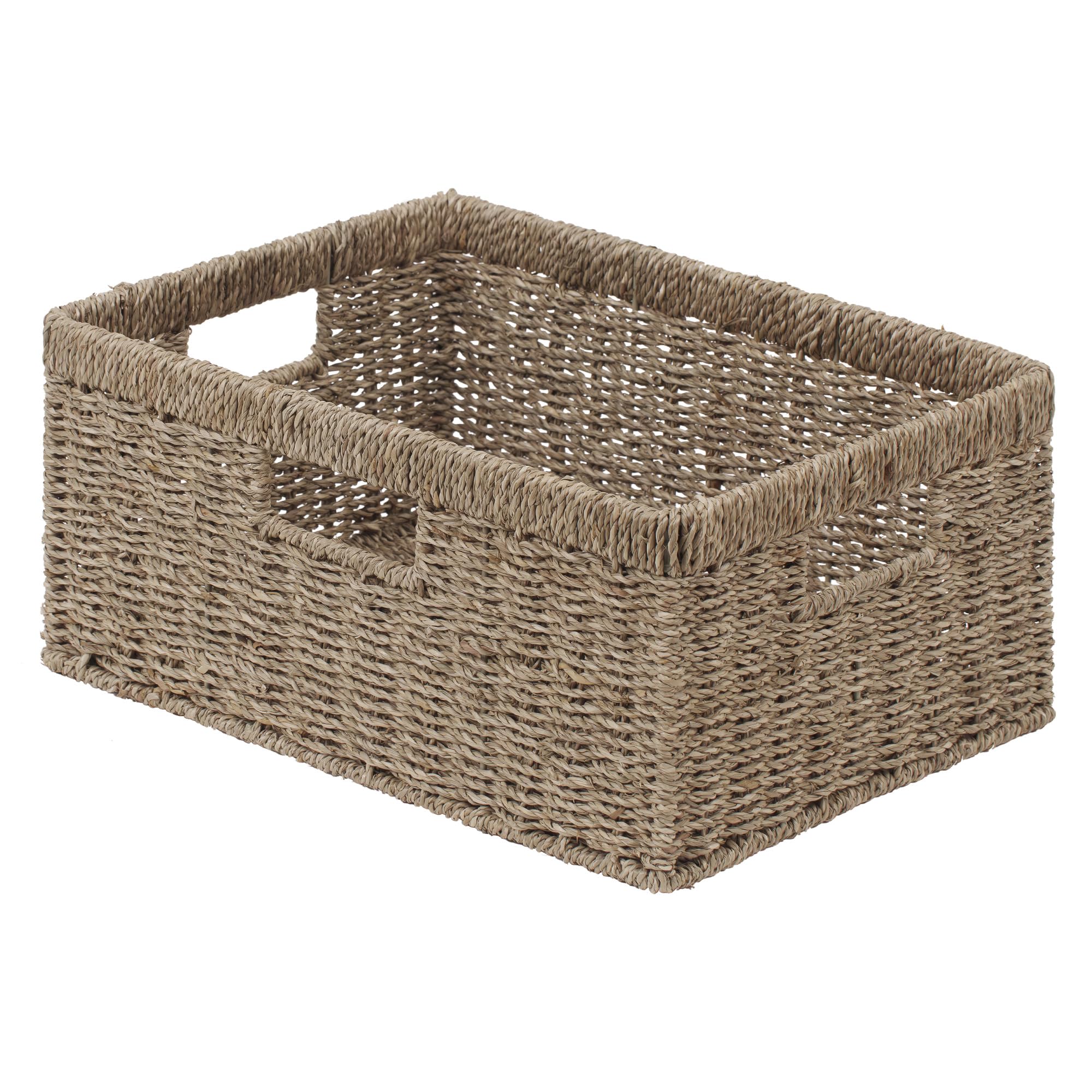 StorageWorks Large Wicker Baskets for Organizing, Seagrass Storage Basket with Built-in Handles for Pantry, Entryway, Living Room, 1 Pack