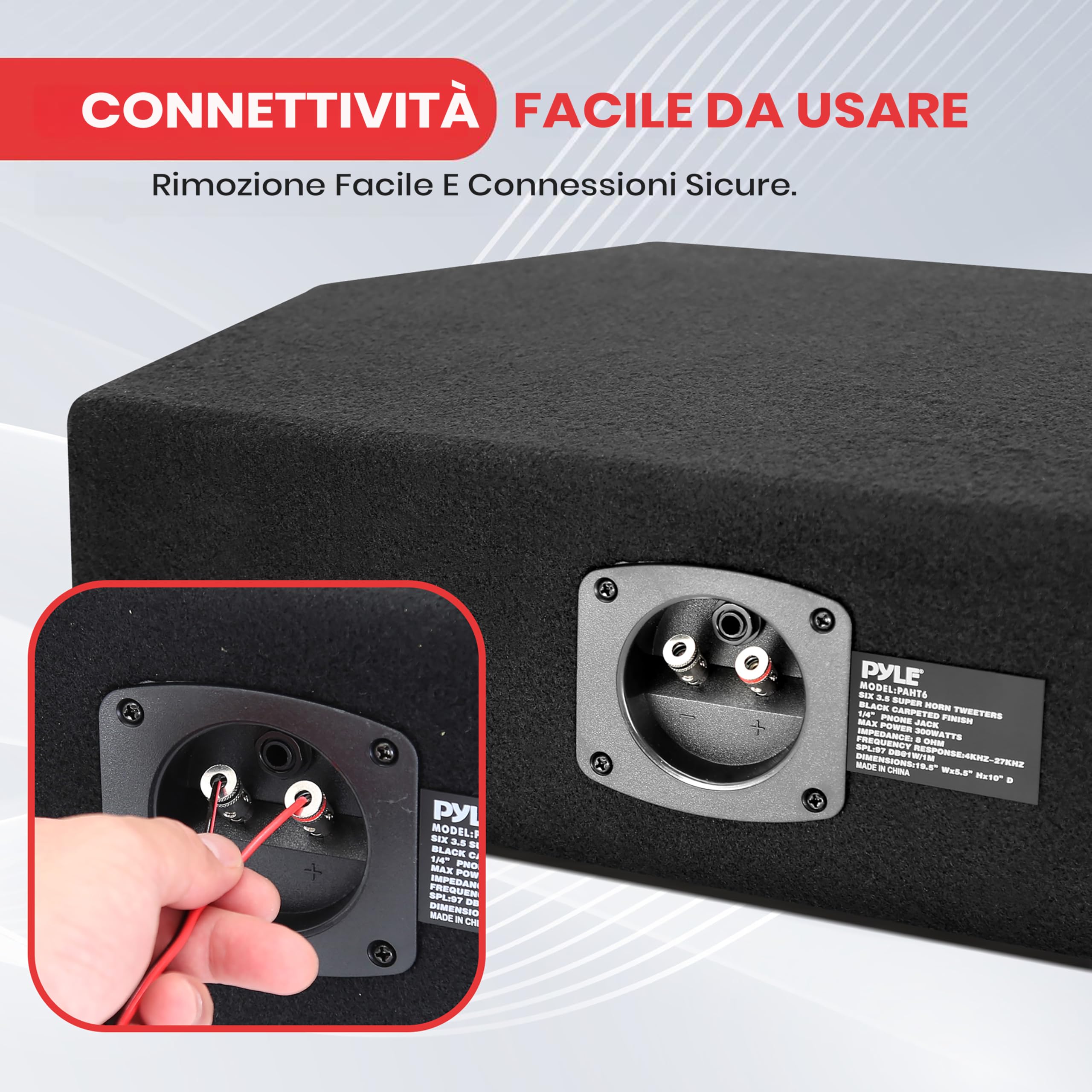 Pyle-Pro Altoparlante DJ a 6 Vie, Speaker da 300 Watt Picco, Cassa da 150 Watt RMS, Sei Tweeter a Tromba Piezo da 6,4 cm, Impedenza 8 Ohm, Riproduzione Audio Full Range, Finitura in Moquette Nera