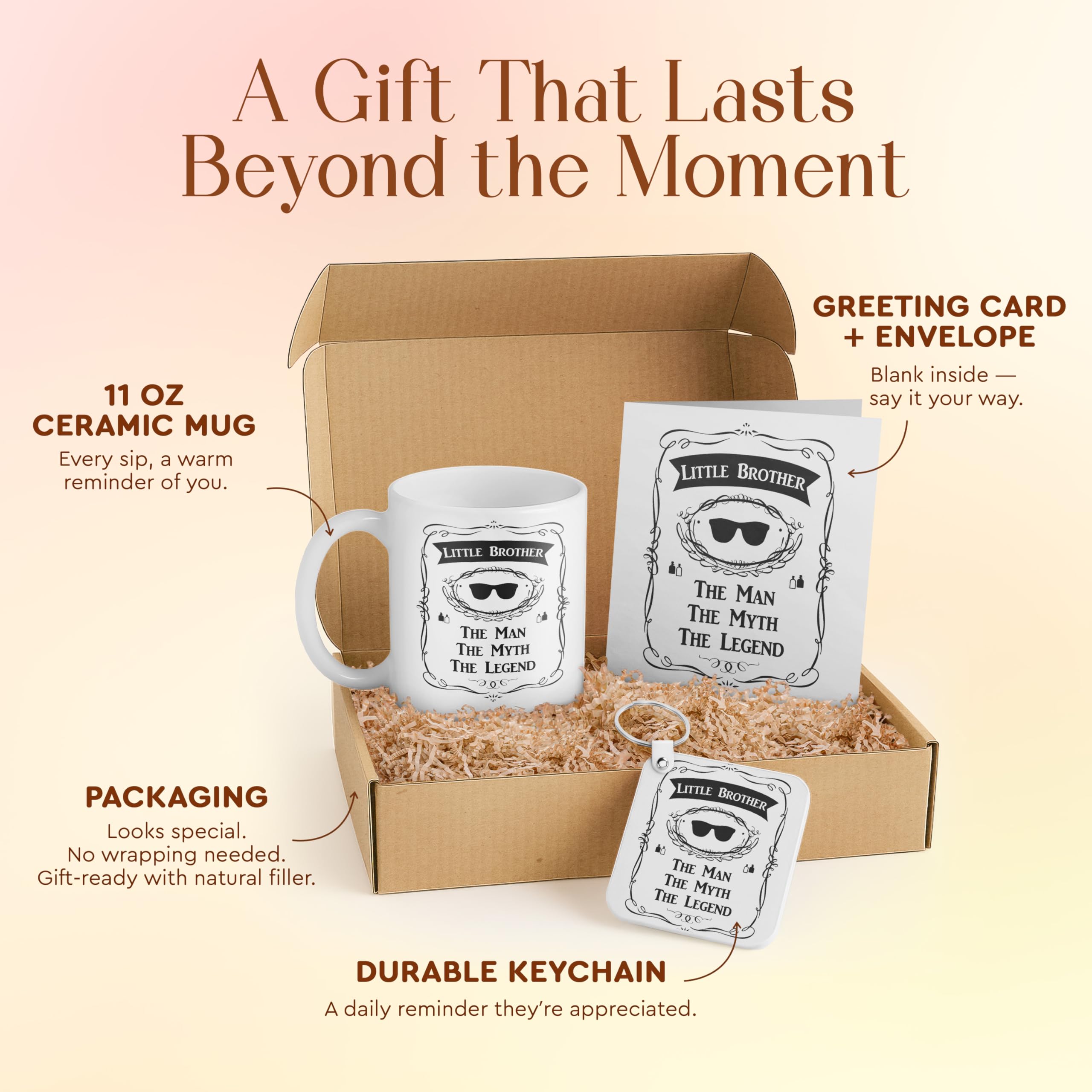 3dRose Funny Little Brother Gift Set - Includes Mug, Keychain, and Card - Perfect for Siblings, Birthdays, and Holidays