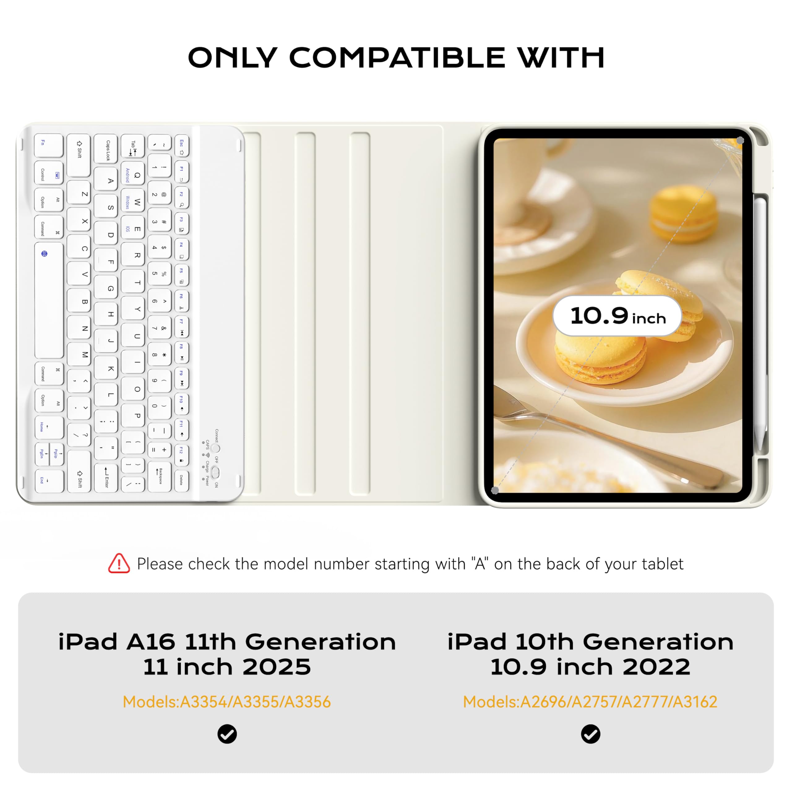 JKSML Funda para iPad de 11/10ª generación con teclado de 11 pulgadas A16 2025 10ª generación 10.9 pulgadas 2022, funda para teclado inalámbrico desmontable, delgada y ligera con soporte para lápices