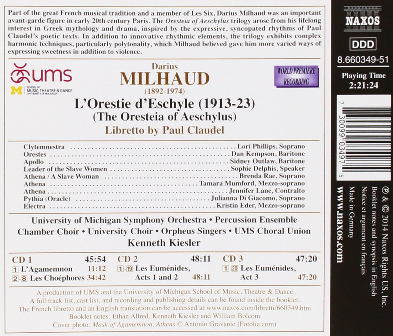 Milhaud : L'Orestie d'Eschyle