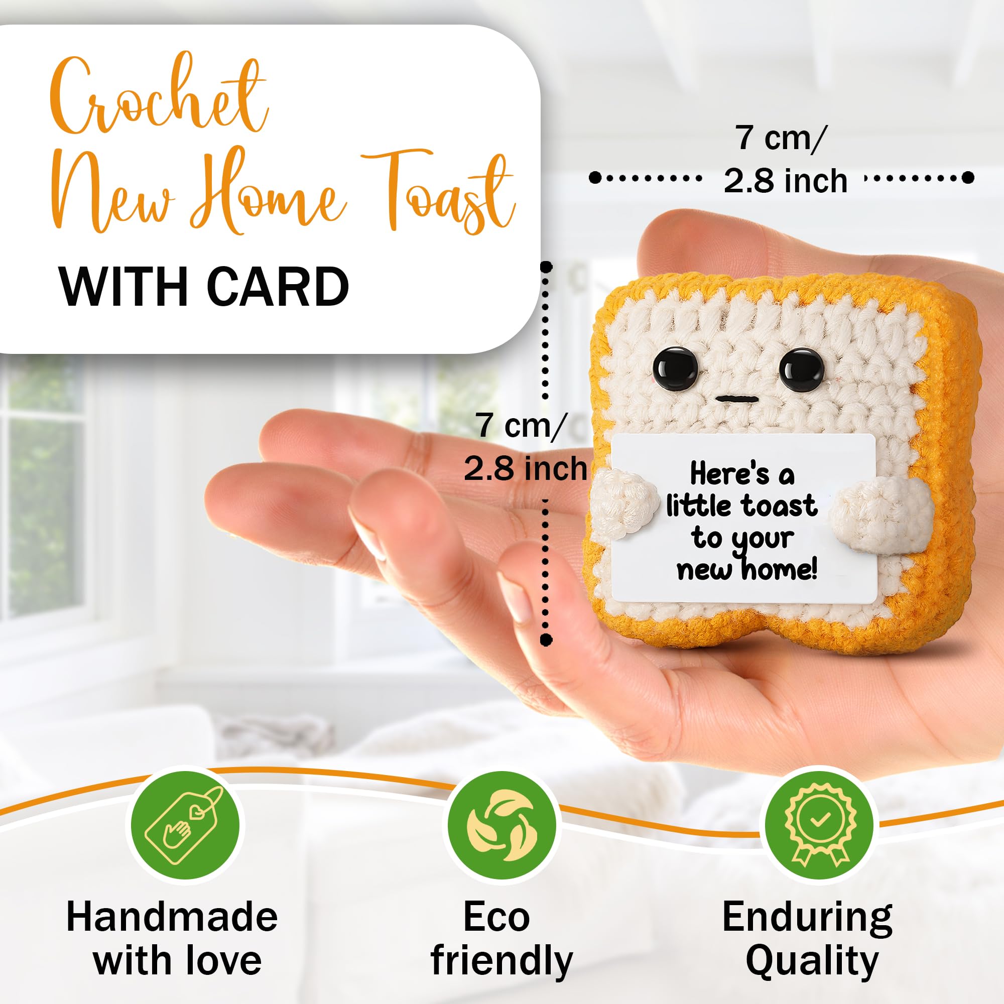VELENTI Housewarming Gift, Cute Toast Crochet with “A Little Toast to Your New Home!” Sign - Image 2