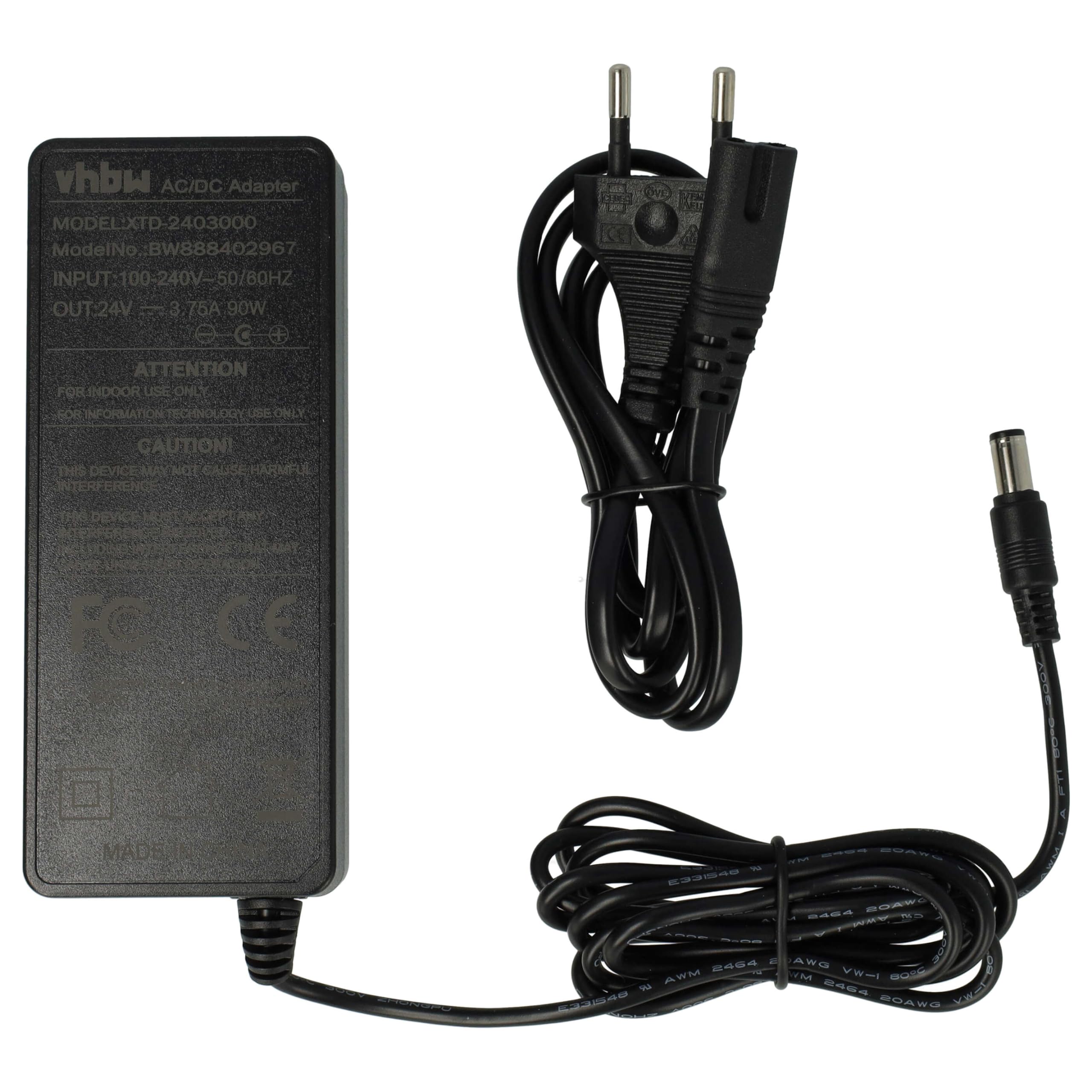 vhbw alimentatore compatibile con Zebra HC100, ZD410, ZD421D, ZD421T, ZD500, ZP450, ZP550 stampante - 230 cm