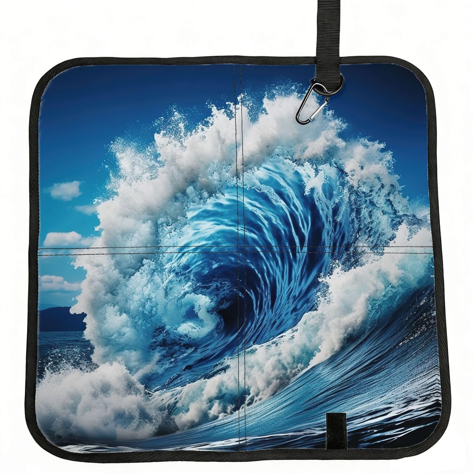 YGLHBDPBF Ocean Wave Print Camping seat cushion,Foldable Sitting Pads,Save Backpack Space for Hiking