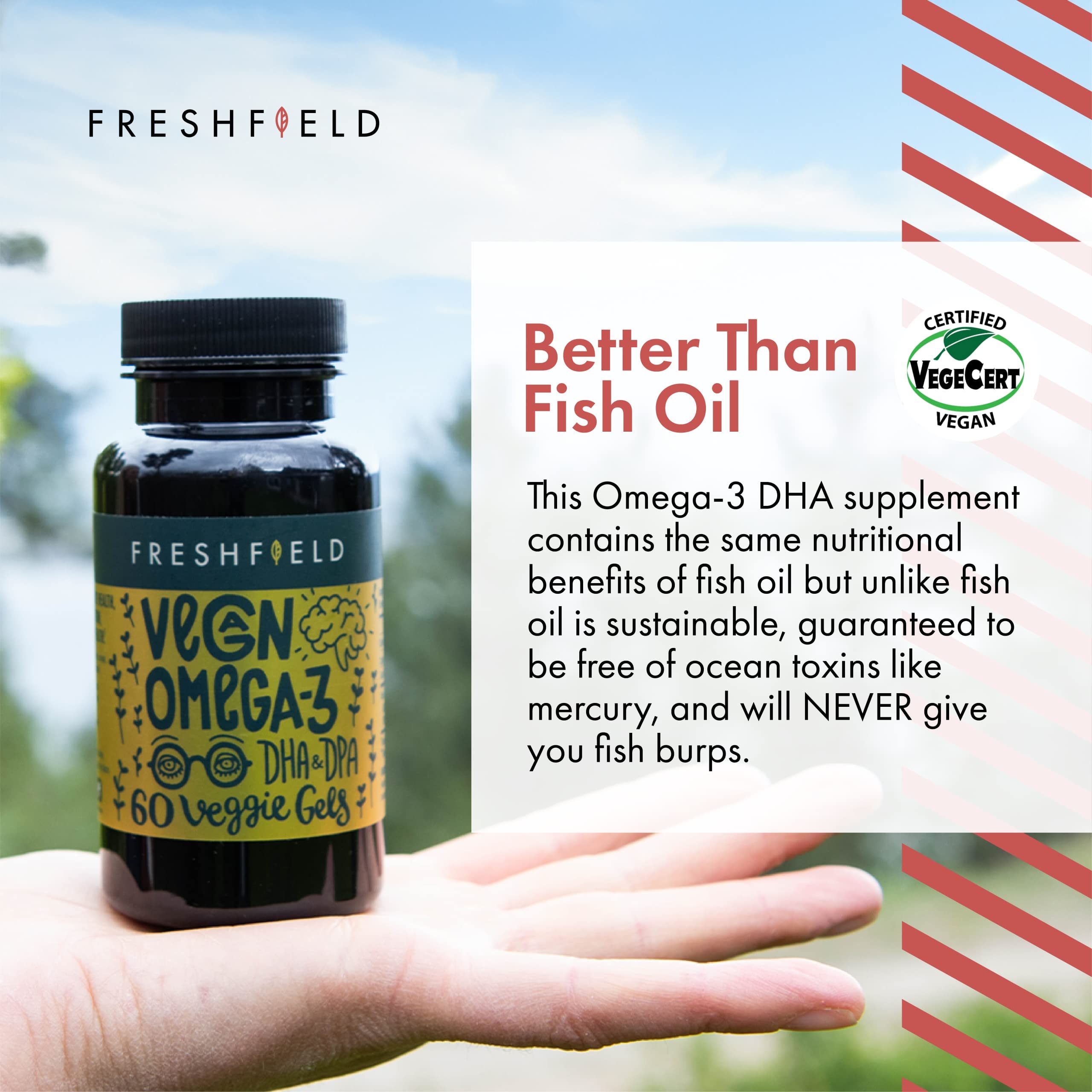 Buy Freshfield Vegan Omega 3 DHA Supplement Premium Algae Oil, 2 Month
