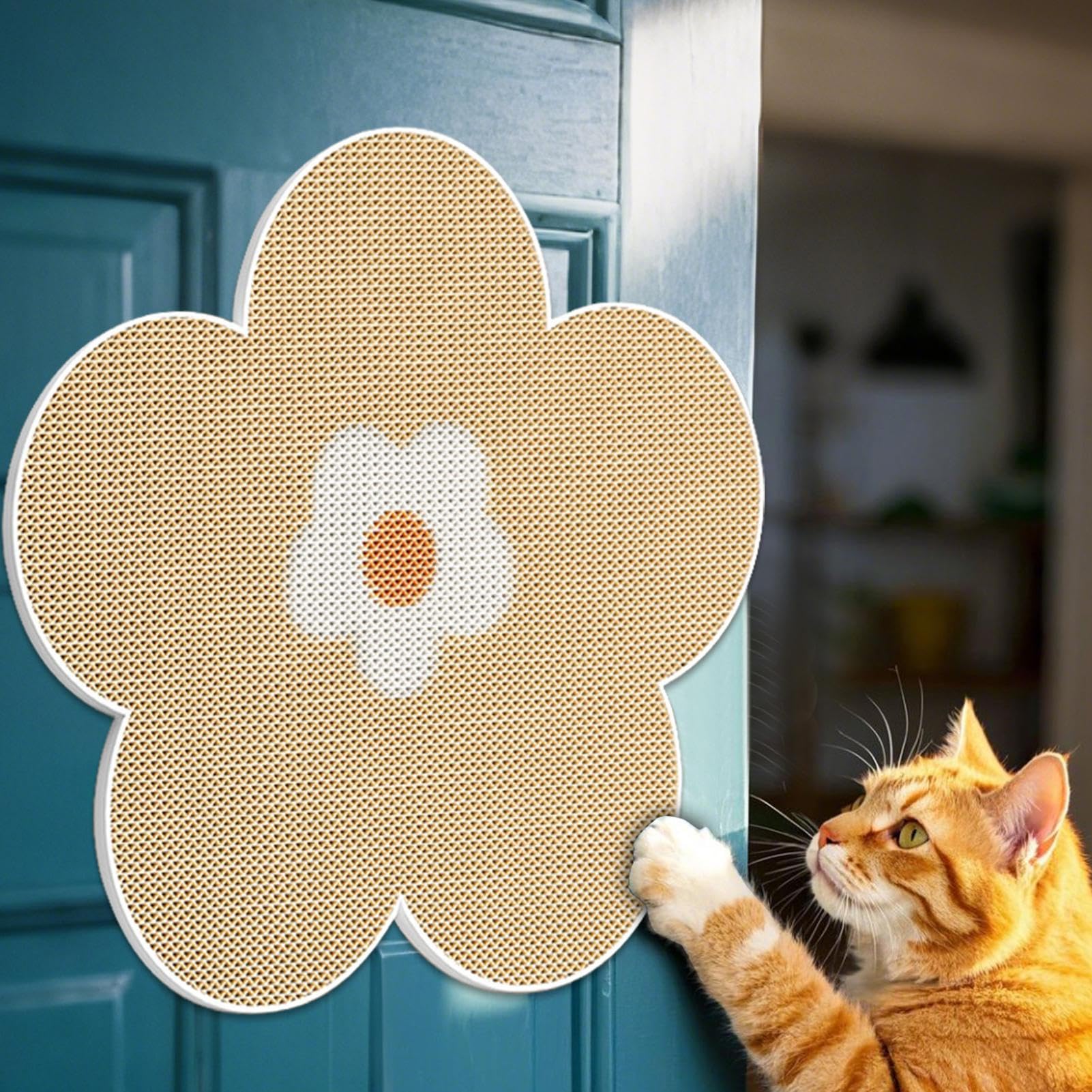 Tapis À Griffes pour Chat,Griffoir Adhésif Forme Fleur Décoratif en Sisal | pour Patte De Chat Parents d'animaux Sol Escalier Rampe Mur Chaise Canapé,Sol Mur Porte Escalier Tapis Siège