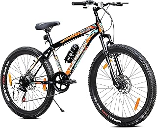 Leader Beast 24T Multispeed (21 Speed) Mountain Bike with Front Suspension & Dual Disc Brake - Black/Orange. Ideal for 12 + Years (Frame: 16 Inches)
