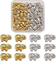 Vista 19 de Craftdady 50 cuentas espaciadoras tibetanas de metal antiguo de Buda de 0.433 x 0.413 in para hacer manualidades de joyería con agujero de 0.069