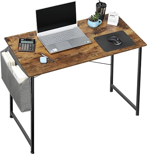 Simple Deluxe Escritorio de oficina para computadora, mesa de PC de estilo moderno y simple con bolsa de almacenamiento, para trabajo en casa,