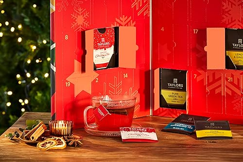 Miniatura 5 de Taylors of Harrogate Calendario de Adviento de té navideño 2025 Set de regalo  24 sabores, 48 bolsas de té  Cuenta regresiva para Navidad con tés