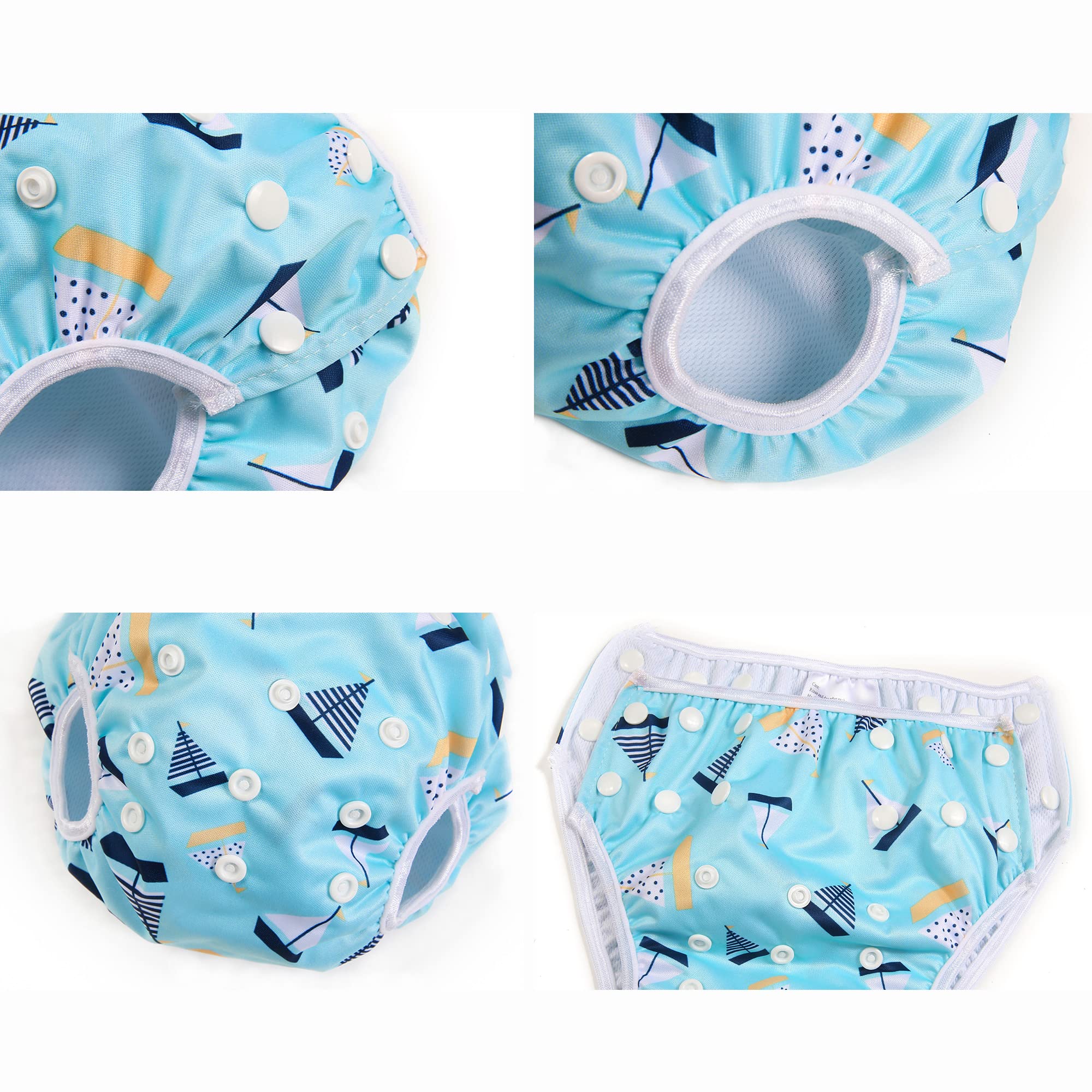 Couche Piscine Lavable Couche de Bain BéBé Maillot Couche Piscine Imperméable Réutilisable Tente Ajustable Anti-fuite anti uv 0-3 Ans(Tracteur + Bateau + Navire)
