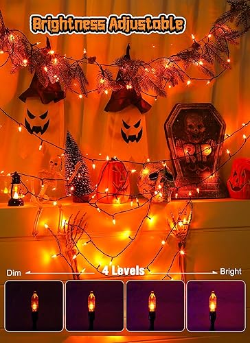 Miniatura 8 de Guirnalda de luces de Halloween de 42 pies, 100 luces LED de Navidad con 8 modos de iluminación para Halloween, jardín, fiesta, Navidad, árbol de