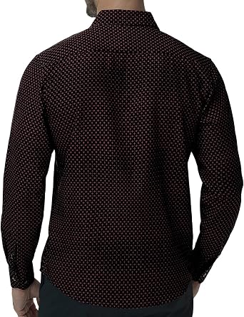 fohemr Mens Printed Dress Shirt Long Sleeve Stretch Wrinkle-Free Untucked Patterned Button Down Business Shirts with Pocket