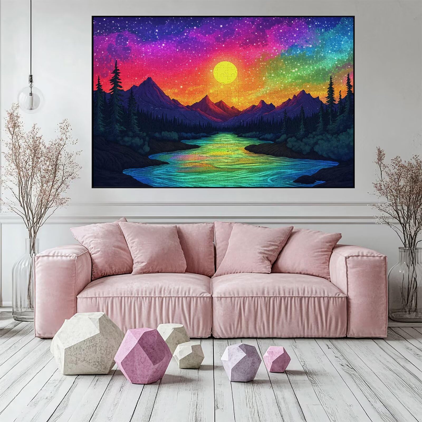 Puzzle 3000 elementów leśnych puzzle dla dorosłych księżyc 122 x 81 cm Unikalne rzemiosło klasyczne 3D Drewniane układanki do rodzinnych gier aktywnych, układanka do samodzielnego wykonania nawet do