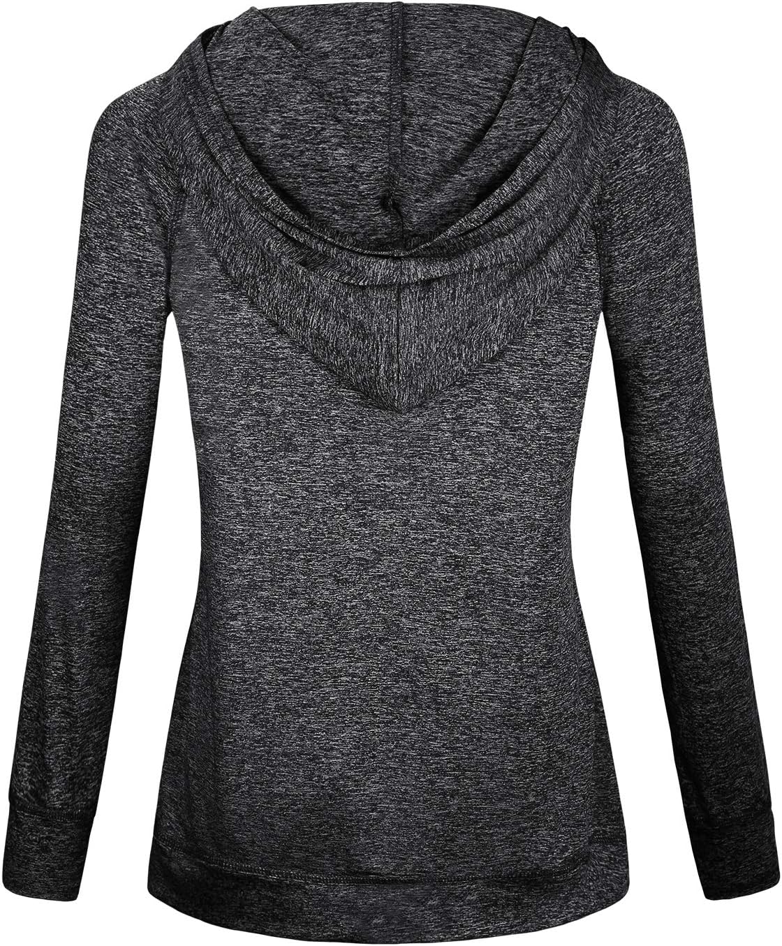 Hibelle Women's Full-Zip Fleece Lined Hoodie Sports Sweatshirts with Handy Pockets & Inside Pocket Medium A-dark Gray Heather