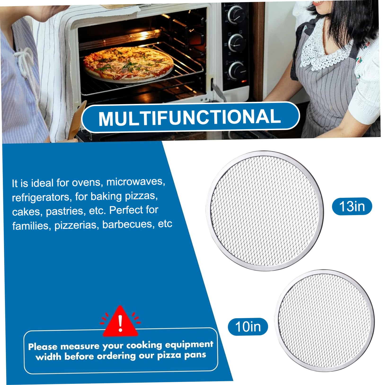 Teglie Per Pizza In Rete Di Alluminio 33cm - 3 Pezzi Antiaderenti, Per Forno Casalingo - Foto 6