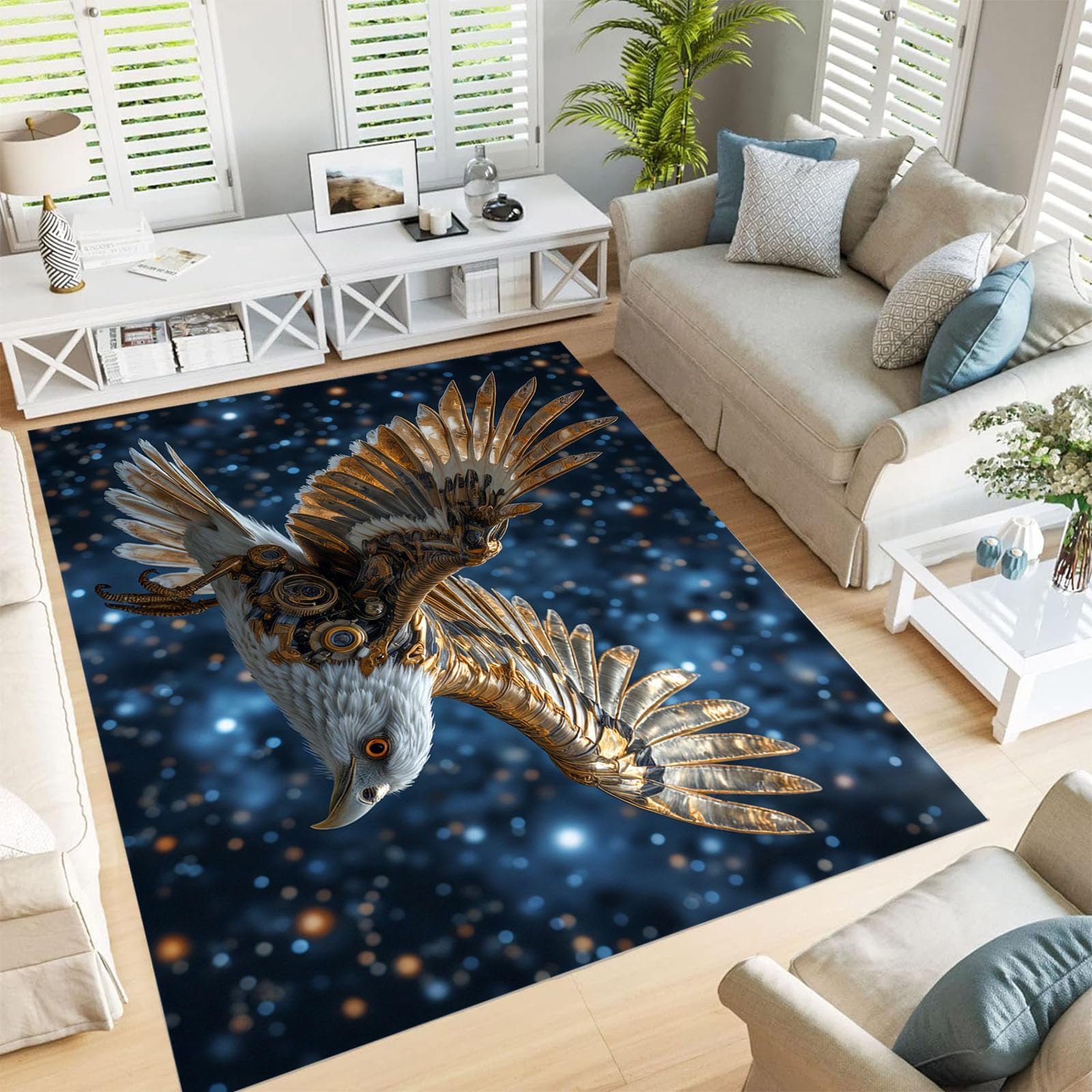 Univers steampunk paillasson intérieur aigle mécanique 80x150