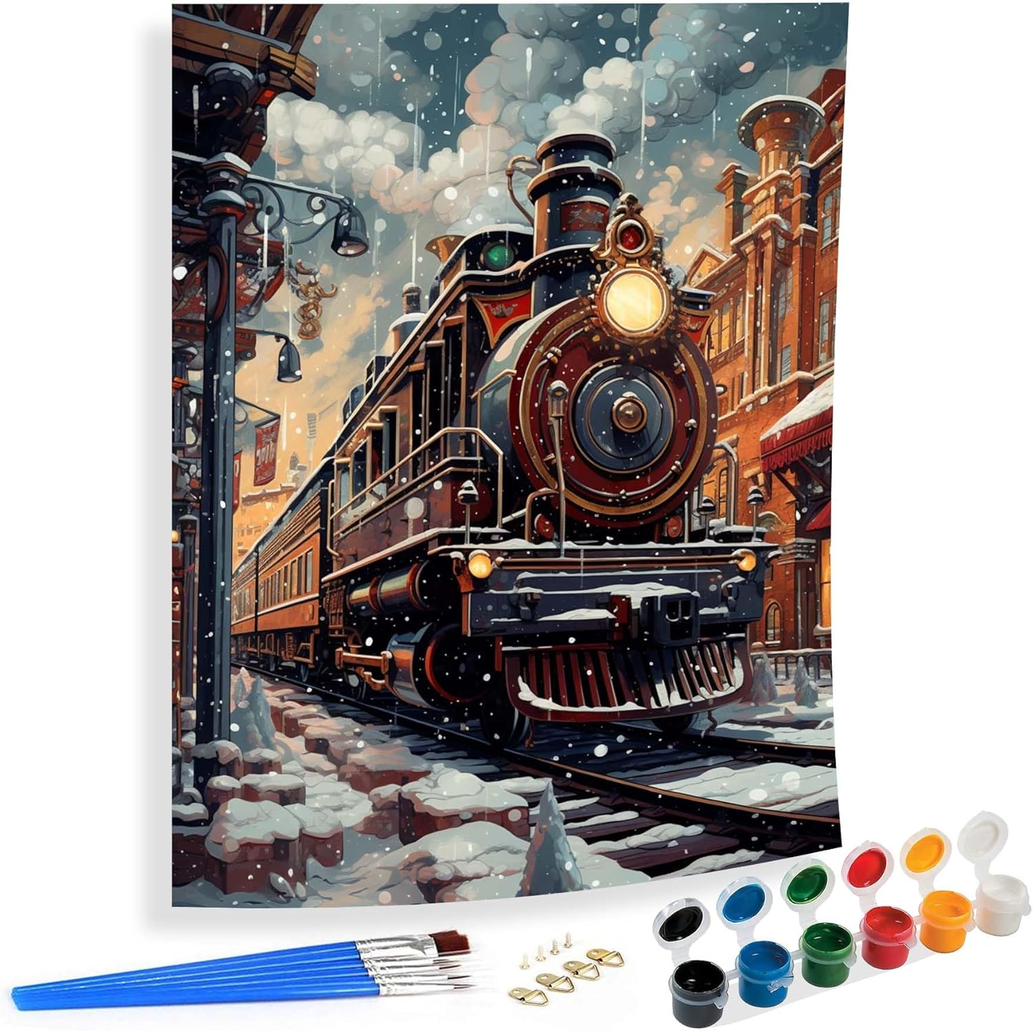 SKRYUIE Paint by Numbers Train for Adults, Acrylic Oil