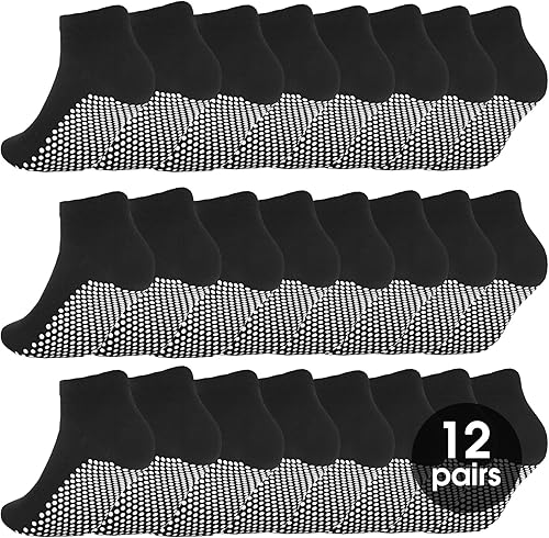 12 pares de calcetines de agarre de pilato para mujer, calcetines de yoga antideslizantes con agarres, calcetines de hospital, calcetines de tobillo