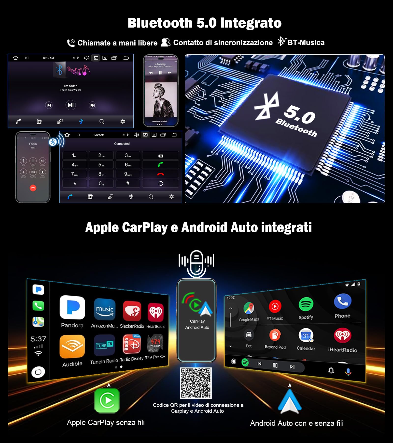 7" 8-Core Autoradio Android 16 per Fiat 500 500C 500S 500E Wireless Carplay | Android Auto 4GB+64GB Bluetooth 5.0 DSP WiFi 4G LTE SWC FM Radio GPS Navigatore IPS Schermo Tattile (Nero)