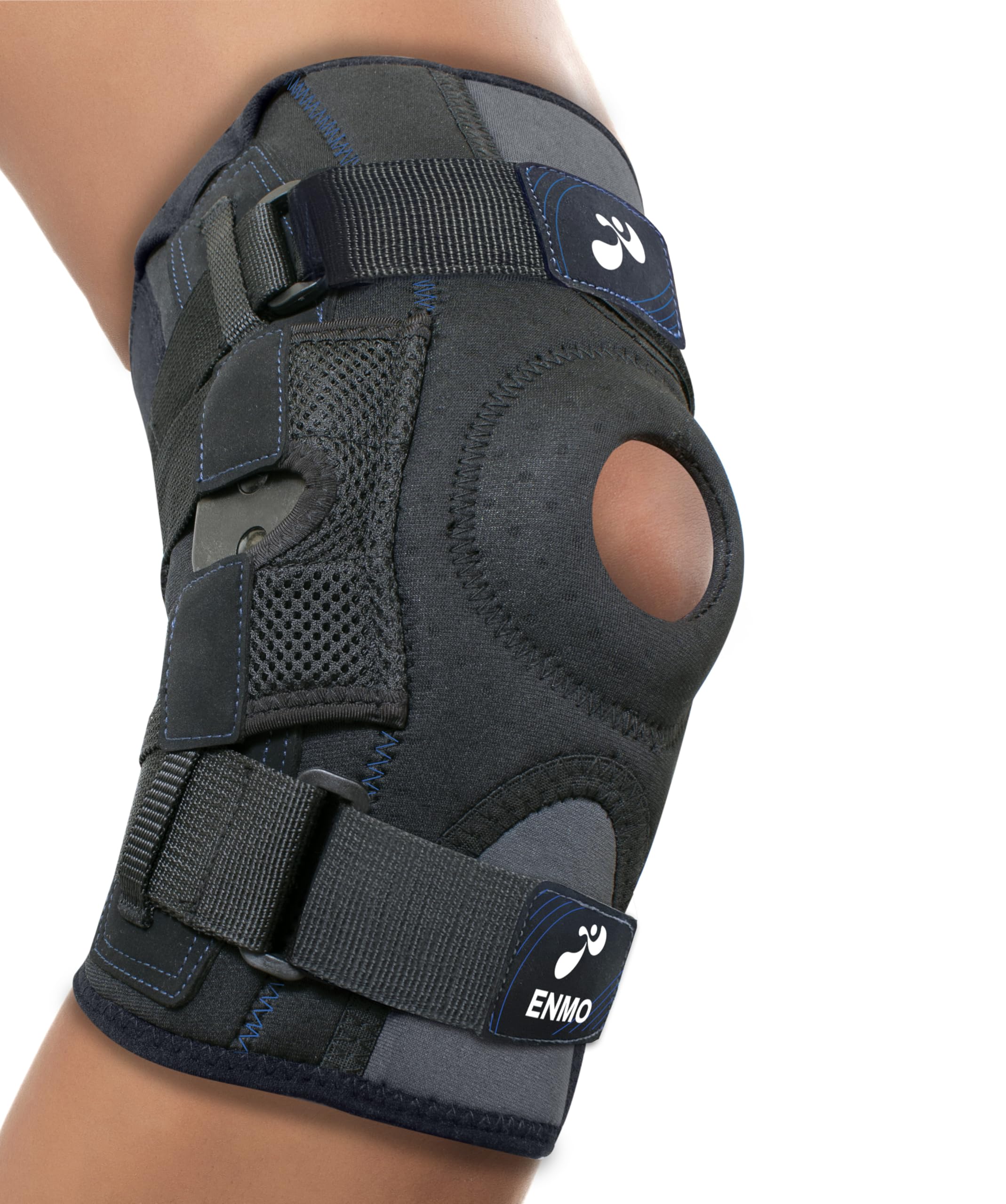 Enmo Max Kniebandage mit Doppelseiten-Scharnieren – XL, Extra Groß, für Gelenkschmerzen, ACL, MCL, Bänderverletzungen, Tendinitis, Laufen, Kniebeugen, Sport, Schmerzlinderung